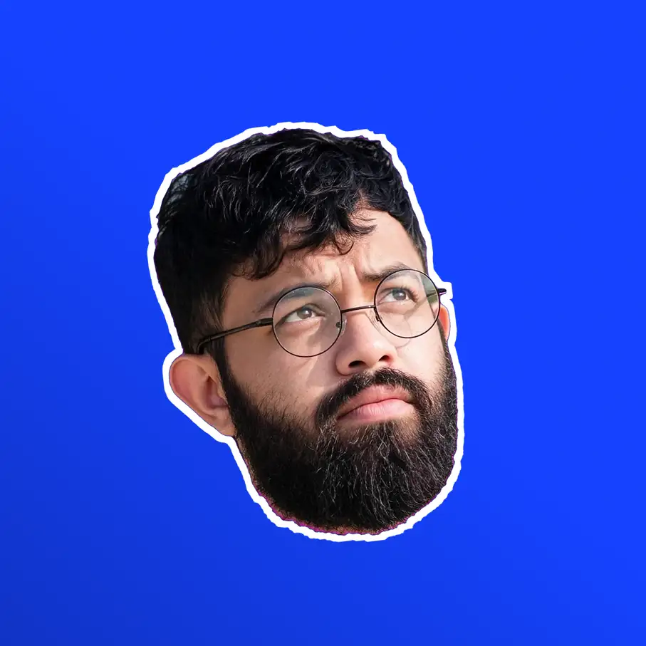 Portrait of the author against a blue background